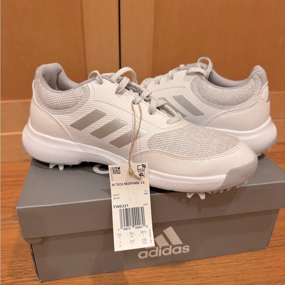ADIDAS Golf Shoes White Silver Gray Women's Tech Response 2.0 Golf Sneakers NWT - Picture 4 of 7